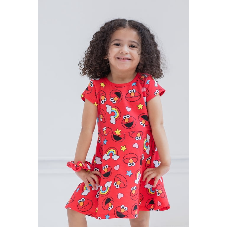 elmo birthday dress 2t Sesame Street Elmo Toddler Girls French Terry Dress Red 2T