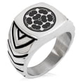 thumbnail image 1 of Stainless Steel Chosokabe Samurai Crest Chevron Pattern Biker Style Polished Ring, 1 of 1