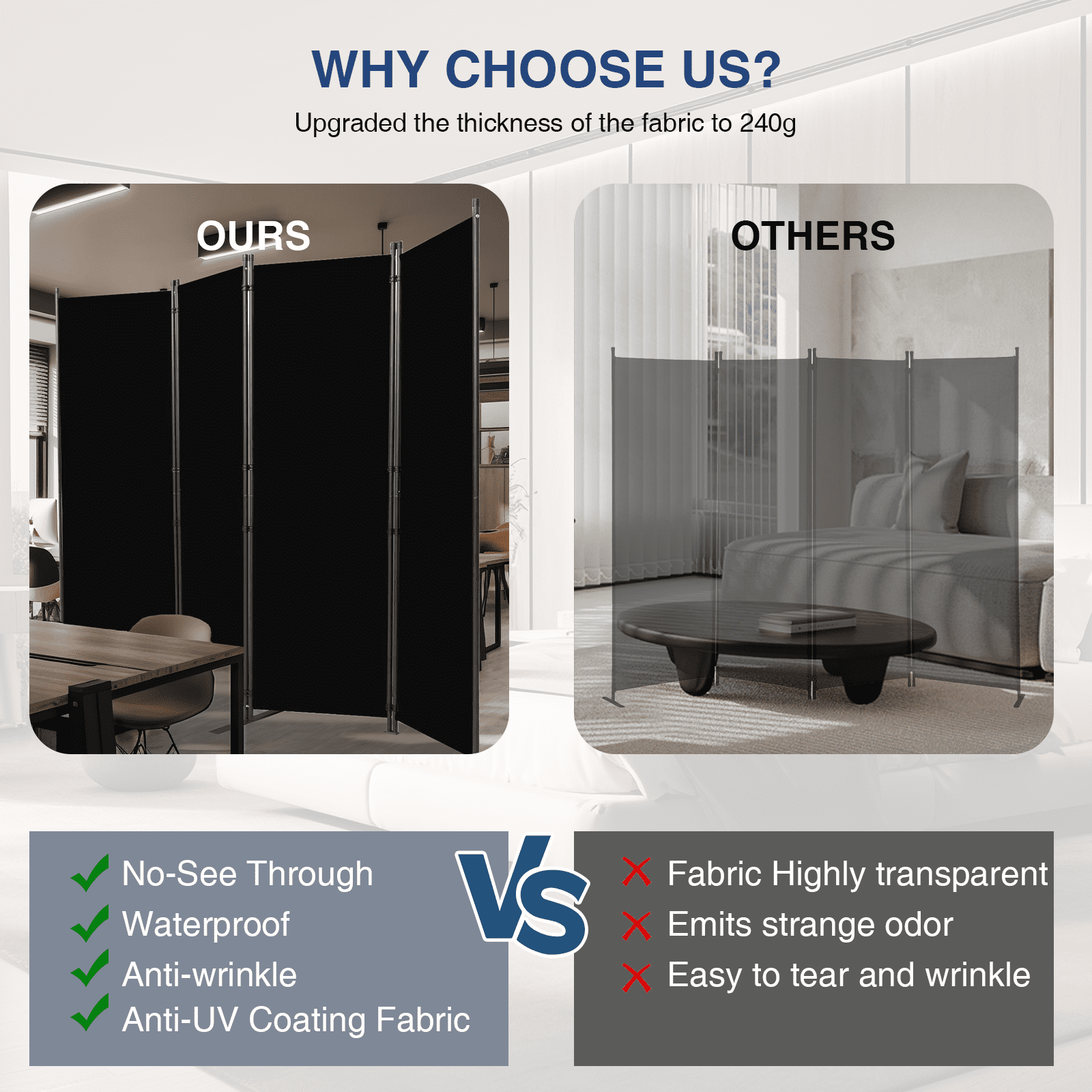 Room Divider-4 Panels Folding Privacy Screens, Partition Room Dividers Wall for Separation, Home, Office, Classroom, Studio