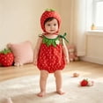 thumbnail image 2 of MEZZALL Baby Cute Girls Strawberry Romper with Hat Sleeveless Strawberry Outfit for Halloween Party Photo Relaxed Fit Clothes Sets, 2 of 5