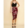 thumbnail image 5 of Made by Johnny Women's Slim fit Bodycon Party Club Night Out Elegant Ruched High Waist Long Pencil Skirt with Side Shirring XL WINE_FLORAL, 5 of 6