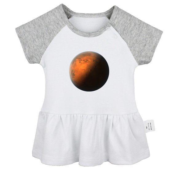 Nature Mars Planet Pattern Dresses For Baby, Newborn Babies Skirts, Infant Princess Dress, 0-24M Kids Graphic Clothes (Gray Raglan Dresses, 18-24 Months)