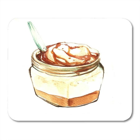 LADDKE Caramel Butterscotch Vanilla Ice Cream Coffee Float Watercolor Beverage Cold Mousepad Mouse Pad Mouse Mat 9x10