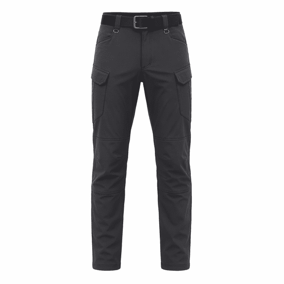 Men's Softshell Fleece Lined Tactical Pants, Polyester Water Resistant Outdoor Cargo Combat Trousers