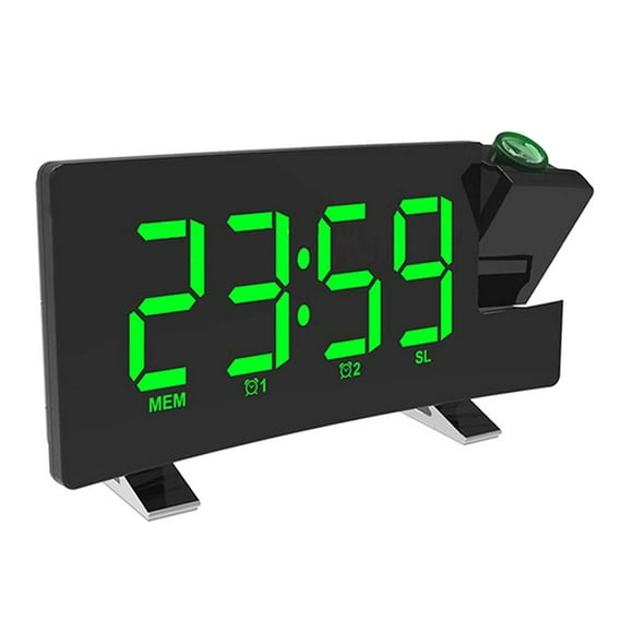 Projection Alarm Clock, Radio Digital Clock with USB Charger, 0-100% Full Range Brightness Dimmer, Dual Alarm Clock for Heavy Sleeper, Snooze