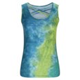 thumbnail image 3 of Wycnly Womens Tank Tops Tie-Dye Print U-Neck Sleeveless Shirts Summer Plus Size Fashion Strappy Twist Knotted Vest Blouses Green XXXL Clothes, 3 of 5