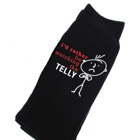 Mens Rather Be Watching The Telly Black Calf Socks Fathers Day Dad Husband Boyfriend Uncle Grandpa Grandad Present