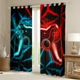 thumbnail image 2 of Erosebridal Video Game Curtains for Living Room,Blue Red Neon Curtains and Drapes (52Wx84L),Geometric Honeycomb Curtains Pack of 2 (52Wx84L),Gamepads Bedroom Decorative, 2 of 6