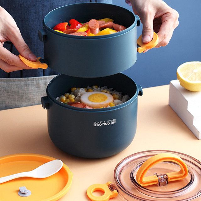 XWSHYW Contenedores de Almacenamiento Fiambrera Bento para Adultos, Juego de Fiambreras Portátiles, 2 Niveles, Apilables, a Prueba de Fugas, Apta para Adultos, Adolescentes y Niños