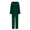 thumbnail image 5 of Women Pajamas Set Button Down Sleepwear Short Sleeve Nightwear with Long Pants Soft Pjs Set with Pockets, 5 of 6