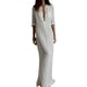 thumbnail image 5 of Mujeres Retro Long Maxi Vestido Elegante Sexy Señoras Larga Manga Collar Larga Línea Split Soli Irfora Vestido Maxi, 5 of 7