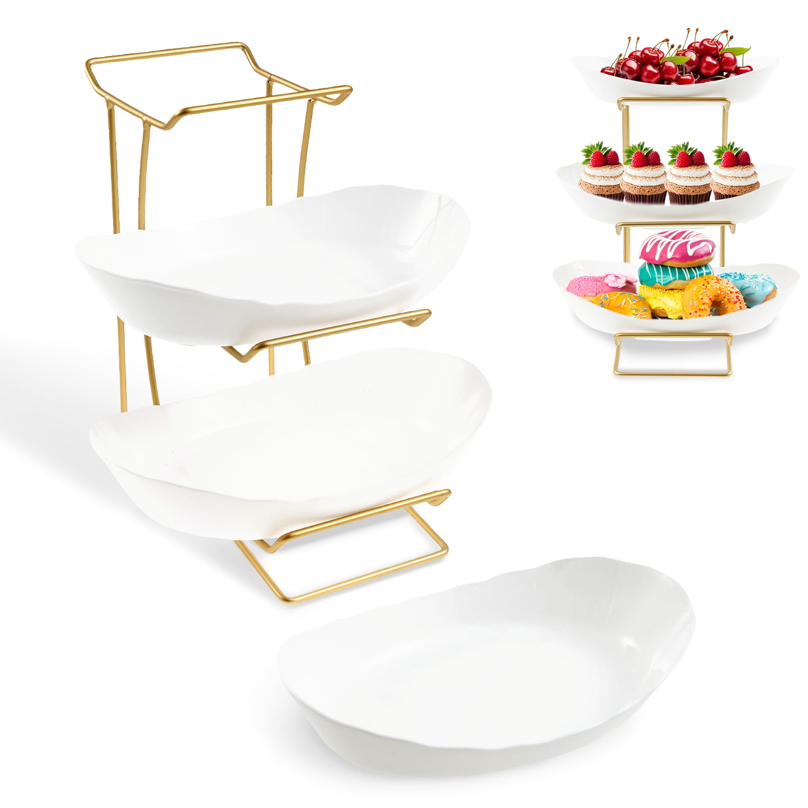 Fruit Bowl Basket Plastic Easy Install 3 Tier Fruit Basket For Kitchen Counter Stand Stable Holder Rack Space Saving
