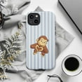 thumbnail image 6 of Heart Hands Curious Monkey Phone Case, Cute Cartoon with Love Gesture on Blue Striped Background, Wholesome Artistic iPhone Cover for iPhone 17 16 15 14 13 12 11 Plus Pro Max Mini, 6 of 6