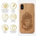thumbnail image 4 of Case Yard Wooden Case Outside Soft TPU Silicone, Slim Fit Shockproof Wood Protective Phone Cover for Girls Boys Men and Women, Supports Wireless Charging Buddha Art Lady Design case for iPhone-XS-Max, 4 of 7