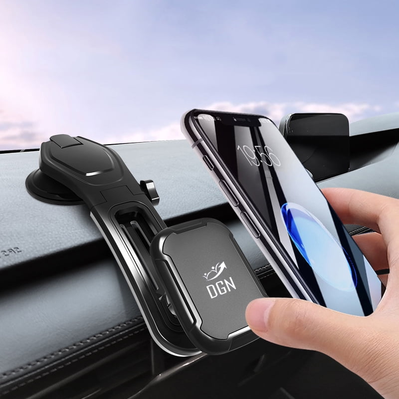 DGN Adjustable Strong Magnetic Car Phone Mount for Dashboard & Windshield, Adjustable Arm, Adjustable Head, Handsfree Phone Stand, Compatible with iPhone, Samsung & All Phones