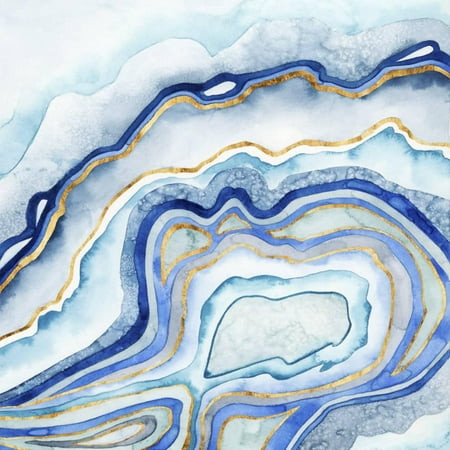 Caramel Agate - Cobalt Agate II Blue Abstract Contemporary Art Print Wall Art By Grace Popp