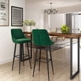 thumbnail image 2 of Mecor Velvet Fabric Bar stools Set of 2 with Backrest, 30’’ Upholstered Dining Counter Height Bar Chairs for Kitchen Living Room (Green), 2 of 7