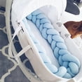 thumbnail image 2 of Trenza anudada cama de bebé parachoques almohada cojín protector decoración de la habitación (azul 1 m) Likrtyny Para estrenar, 2 of 6