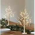 thumbnail image 3 of Christmas Decorations Indoor, 2 ft Lighted Birch Tree with 24 LED Lights for Home Decor, Battery Operated/USB Tabletop Artificial White Trees with Warm White Lights, 2 pcs, 3 of 9
