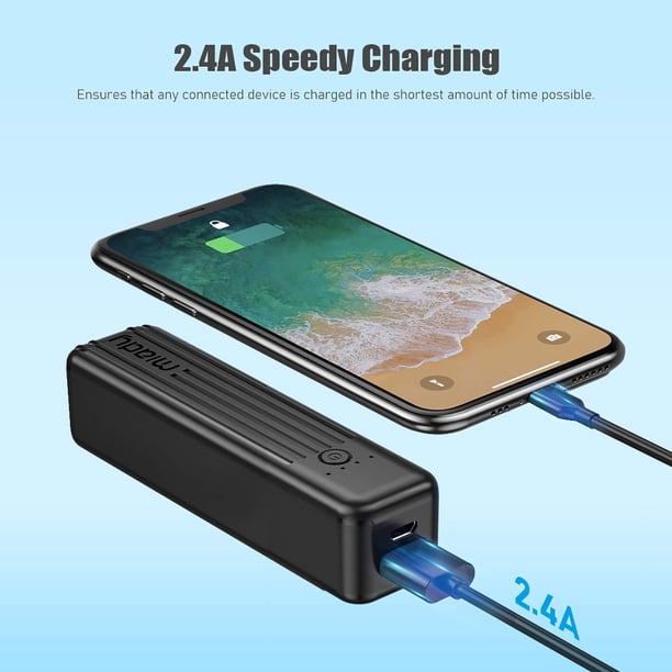 Pack De 2 Baterías Externas Miady De 5000 MAh Con Conector Lightning Integrado, Para IPhone 14/13/12/11 Y Más, Blanco Y Negro