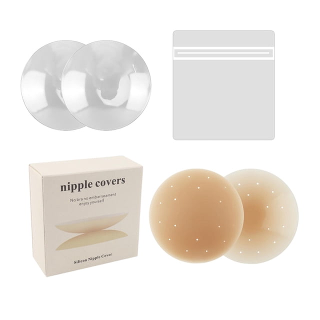 Cubrepezones para mujer, sujetador fino, transpirable, lavable, sin costuras, de silicona. Beige Oscuro 10cm