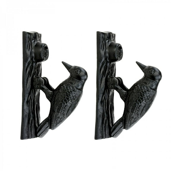 Black Woodpecker Shaped Door Knocker 6.5" Height Solid Brass Antique Decorative Woodpecker Bird Front Door or Gate Metal Knockers w/Screws Renovators Supply Pack of 2