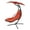 Red + Metal, variant on Hanging Chaise Lounger with Removable Canopy, Outdoor Swing Chair with Built-in Pillow, Hanging Curved Chaise Lounge Chair Swing for Patio Porch Poolside, Hammock Chair with Stand