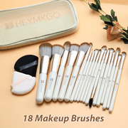 DUAIU 18-Piece Professional Makeup Brush Set - Includes 2 Powder Puffs & Travel Bag | Premium Synthetic Foundation, Blush & Eyeshadow Brushes | Complete Face & Eye Makeup Kit
