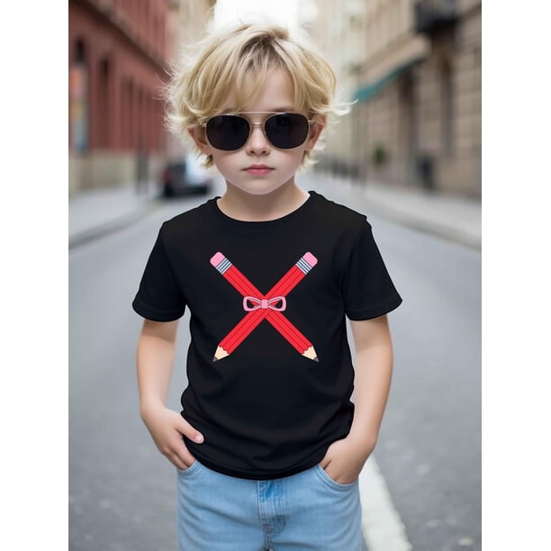 Pencil Boys And Girls New Casual Short-Sleeved T-Shirt Summer Children'S Round Neck Clothing Printed T-Shirt Bottoming Shirt