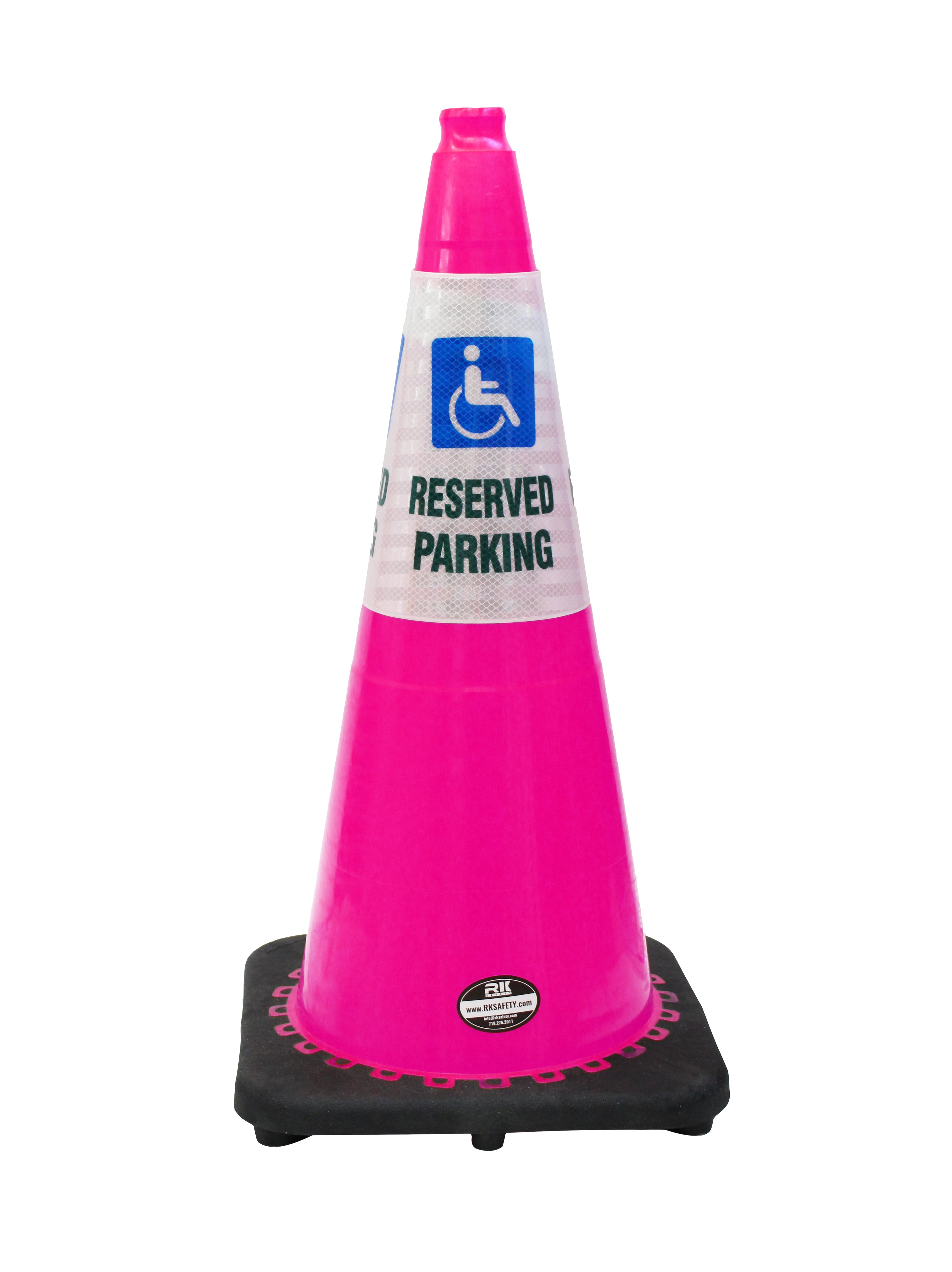 (Set of 16) RK 28" Pink Safety Traffic PVC Cones Black Base with