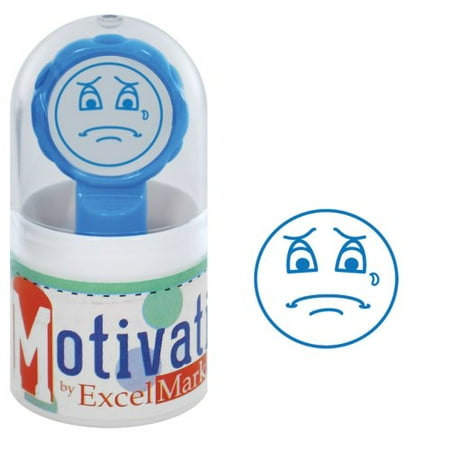 Motivations Pre-inked Teacher Stamp - Sad Face with tear - Blue Ink