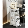 thumbnail image 3 of 3 Tier Rolling Utility Cart with Drawer, Storage Organizer Cart with Wheels, Handle, Utility Rolling Cart Bathroom Organizers and Storage Trolley Cart for Bathroom Kitchen Office, 3 of 7