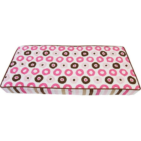 Bacati - Mod Dots/Stripes Quilted Top 100% Cotton Percale with Polyester Batting Diaper Changing Pad Cover, Pink/Chocolate