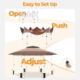 thumbnail image 5 of Vitarpatio 13' x 13' Pop Up Gazebo, Hexagonal Outdoor Gazebo Instant Patio Gazebo 2-Tier Roof Event Tent with Zippered Mesh Netting, Steel Frame and Wheeled Carrying Bag, Brown, 5 of 9