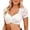1White, variant on Xijirk Women Square Neck Crop T Shirt Floral Lace Short Sleeve Front Gathered Slim Top for Daily Club Wear,1White,L