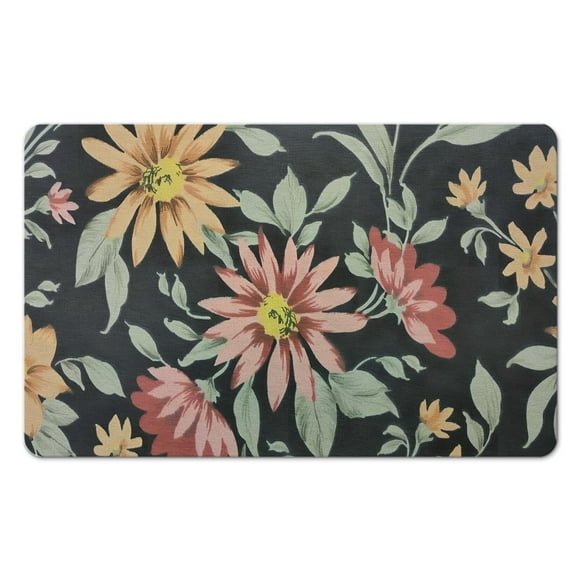 Tapis Lavable à Motif Floral Vert Attrayant, 20x32 Pouces - la Touche d'Élégance Parfaite pour Votre Entrée, Chambre, Salon Ou Buanderie