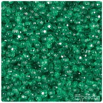 BeadTin Forest Green Transparent 4mm Faceted Round Plastic Beads (1350pcs)