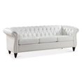 thumbnail image 4 of 84"Rolled Arm Chesterfield Sofa Couch, Modern 3 Seater Sofa Couch, Luxious Leather Couch with Thicken Seat Cushions and Button Tufted Back, Chesterfield Couch with Nailhead Trim, White+PU, 4 of 7