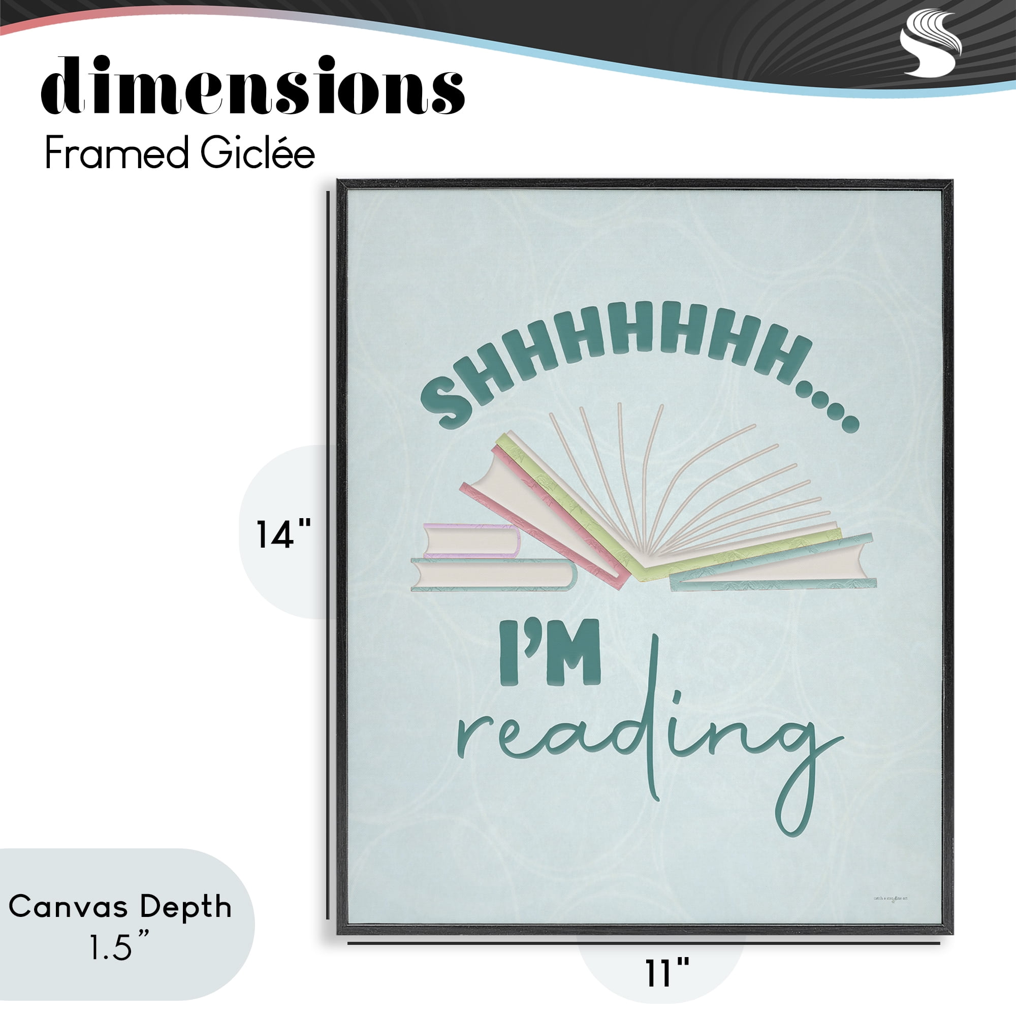 Stupell Industries Shhh I'm Reading Black Framed Giclee Art, design by Seven Trees Design