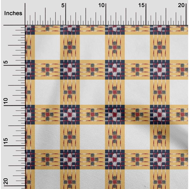 oneOone Cotton Cambric Fabric Check Ikat Decor Fabric Printed BTY 56 Inch Wide