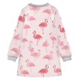 thumbnail image 6 of Girls' long-sleeved dress Pink Flamingo Girls' A-line dress with ribbed cuffs Soft and comfortable, 6 of 6
