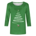 thumbnail image 4 of JURANMO Weekly Sale Christmas 3/4 Sleeve Shirts for Women Funny Xmas Trees Graphic Tees Trendy Tops Fall Casual Crewneck Workout Tunic Blouse Green XL, 4 of 5