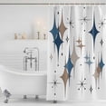 thumbnail image 2 of Blue Brown Diamond Shower Curtain, Waterproof Shower Curtains for Bathroom, Modern Geometric Middle Century Washable Fabric Bathtub Curtain Set Bath Decor with 12 Hooks Stall 36"x72", 2 of 6