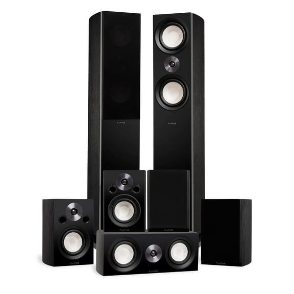 Fluance Reference Surround Sound Home Theater 7.0 Channel Speaker System including 3-Way Floorstanding Towers, Center Channel, Surrounds and Rear Surrounds - Black Ash (X870BR)