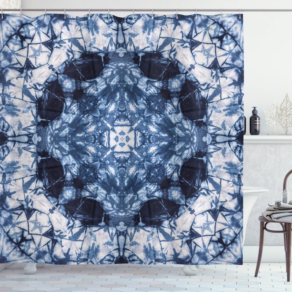 Tie Dye Decor Shower Curtain, Microcosm Motif Generated with Digital