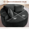 thumbnail image 4 of Muumblus Oversized Round Lounge Chaise Chair Indoor,Boneless Cloud Couch with 3 Pillows, No Assembly Required, Modern Accent Chair for Living Room, Black Chenille, 4 of 12