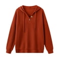 thumbnail image 6 of MexChoioe Womens Hooded Sweatshirt Waffle Knit Henley V Neck Button Placket Drawstring Hood Long Sleeve Pullover Hoodie, 6 of 6