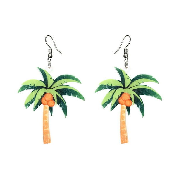ColoMX 1 par de pendientes de mujer de acrílico con forma de gota de moda, pendientes delicados, colgante creativo verde (árbol de coco)