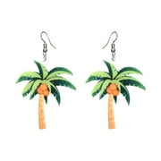 Angoily 1 Pair of Fashion Ear Drop Acrylic Ear Dangle Women Earrings Delicate Earbob Creative Dangler Green (Coconut Tree)