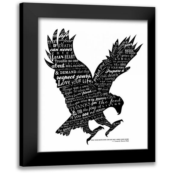 Longfellow Designs 15x17 Black Modern Framed Museum Art Print Titled - Eagle Black and White